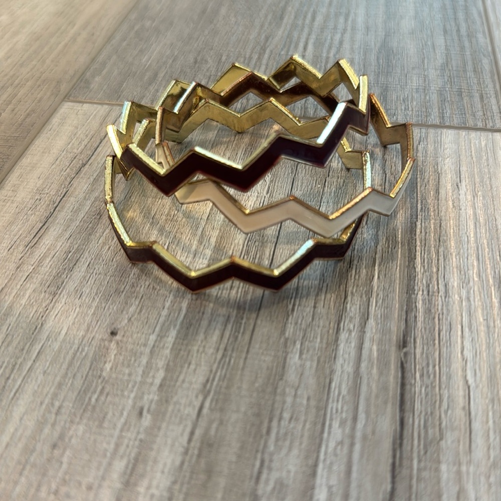 Maroon and white bangle bracelets